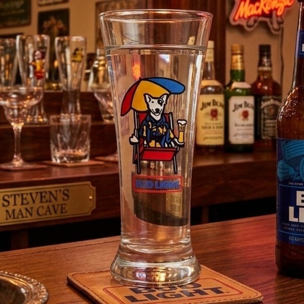 Vintage Bud Light Spuds MacKenzie Pilsner Glass Original Party Animal‎ 7.5 Inch